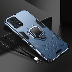 Silikon Hülle Handyhülle und Kunststoff Schutzhülle Tasche mit Magnetisch Fingerring Ständer R03 für Xiaomi Poco X4 GT 5G Blau