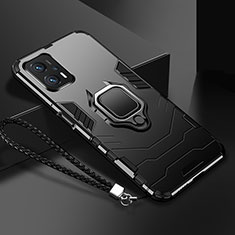 Silikon Hülle Handyhülle und Kunststoff Schutzhülle Tasche mit Magnetisch Fingerring Ständer R03 für Xiaomi Poco X4 GT 5G Schwarz