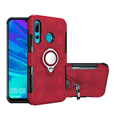 Silikon Hülle Handyhülle und Kunststoff Schutzhülle Tasche mit Magnetisch Fingerring Ständer R04 für Huawei Honor 20E Rot