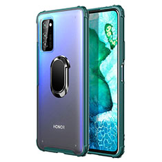 Silikon Hülle Handyhülle und Kunststoff Schutzhülle Tasche mit Magnetisch Fingerring Ständer R04 für Huawei Honor V30 Pro 5G Grün