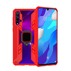 Silikon Hülle Handyhülle und Kunststoff Schutzhülle Tasche mit Magnetisch Fingerring Ständer R04 für Huawei Nova 5 Rot