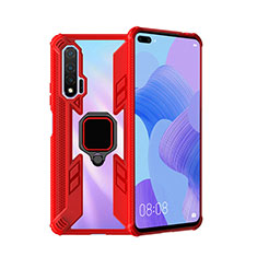 Silikon Hülle Handyhülle und Kunststoff Schutzhülle Tasche mit Magnetisch Fingerring Ständer R04 für Huawei Nova 6 5G Rot