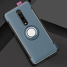 Silikon Hülle Handyhülle und Kunststoff Schutzhülle Tasche mit Magnetisch Fingerring Ständer R04 für Xiaomi Redmi K20 Pro Blau