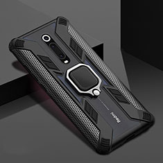 Silikon Hülle Handyhülle und Kunststoff Schutzhülle Tasche mit Magnetisch Fingerring Ständer R05 für Xiaomi Redmi K20 Pro Schwarz