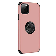 Silikon Hülle Handyhülle und Kunststoff Schutzhülle Tasche mit Magnetisch Fingerring Ständer R06 für Apple iPhone 11 Pro Max Rosegold