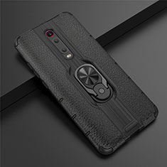 Silikon Hülle Handyhülle und Kunststoff Schutzhülle Tasche mit Magnetisch Fingerring Ständer R07 für Xiaomi Redmi K20 Schwarz