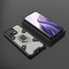 Silikon Hülle Handyhülle und Kunststoff Schutzhülle Tasche mit Magnetisch Fingerring Ständer R11 für Xiaomi Mi 11 Lite 5G Grau