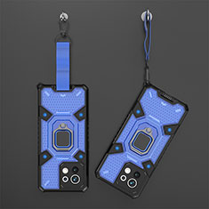 Silikon Hülle Handyhülle und Kunststoff Schutzhülle Tasche mit Magnetisch Fingerring Ständer R12 für Xiaomi Mi 11 5G Blau