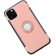 Silikon Hülle Handyhülle und Kunststoff Schutzhülle Tasche mit Magnetisch Fingerring Ständer S01 für Apple iPhone 11 Pro Rosegold