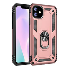 Silikon Hülle Handyhülle und Kunststoff Schutzhülle Tasche mit Magnetisch Fingerring Ständer S01 für Apple iPhone 11 Rosegold