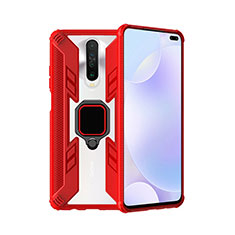 Silikon Hülle Handyhülle und Kunststoff Schutzhülle Tasche mit Magnetisch Fingerring Ständer S02 für Xiaomi Redmi K30i 5G Rot