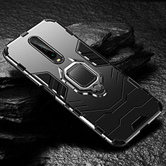 Silikon Hülle Handyhülle und Kunststoff Schutzhülle Tasche mit Magnetisch Fingerring Ständer S04 für Xiaomi Poco X2 Schwarz