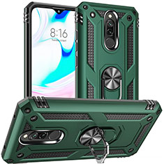 Silikon Hülle Handyhülle und Kunststoff Schutzhülle Tasche mit Magnetisch Fingerring Ständer S04 für Xiaomi Redmi 8 Grün