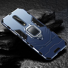 Silikon Hülle Handyhülle und Kunststoff Schutzhülle Tasche mit Magnetisch Fingerring Ständer S04 für Xiaomi Redmi K30 4G Blau