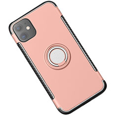 Silikon Hülle Handyhülle und Kunststoff Schutzhülle Tasche mit Magnetisch Fingerring Ständer Y01 für Apple iPhone 11 Rosegold