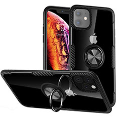 Silikon Hülle Handyhülle und Kunststoff Schutzhülle Tasche mit Magnetisch Fingerring Ständer Y02 für Apple iPhone 11 Schwarz