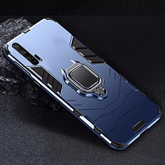 Silikon Hülle Handyhülle und Kunststoff Schutzhülle Tasche mit Magnetisch Ständer für Huawei Honor 20 Pro Blau