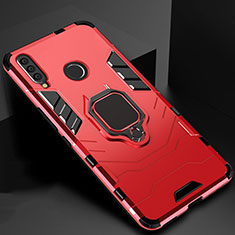Silikon Hülle Handyhülle und Kunststoff Schutzhülle Tasche mit Magnetisch Ständer für Huawei Honor 20i Rot