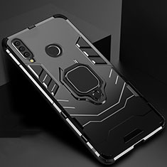 Silikon Hülle Handyhülle und Kunststoff Schutzhülle Tasche mit Magnetisch Ständer für Huawei Honor 20i Schwarz