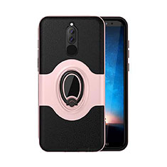 Silikon Hülle Handyhülle und Kunststoff Schutzhülle Tasche mit Magnetisch Ständer für Huawei Nova 2i Rosegold