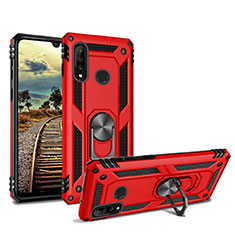 Silikon Hülle Handyhülle und Kunststoff Schutzhülle Tasche mit Magnetisch Ständer für Huawei P30 Lite XL Rot