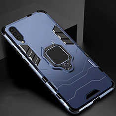 Silikon Hülle Handyhülle und Kunststoff Schutzhülle Tasche mit Magnetisch Ständer für Samsung Galaxy A70S Blau