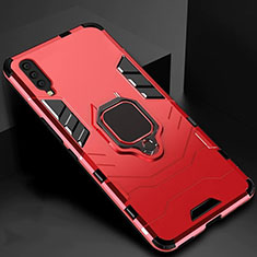 Silikon Hülle Handyhülle und Kunststoff Schutzhülle Tasche mit Magnetisch Ständer für Samsung Galaxy A70S Rot