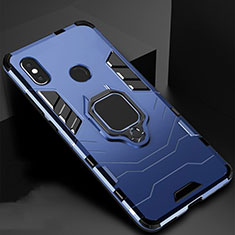 Silikon Hülle Handyhülle und Kunststoff Schutzhülle Tasche mit Magnetisch Ständer für Xiaomi Mi A2 Lite Blau