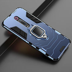 Silikon Hülle Handyhülle und Kunststoff Schutzhülle Tasche mit Magnetisch Ständer für Xiaomi Redmi K20 Pro Blau