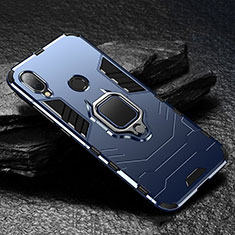 Silikon Hülle Handyhülle und Kunststoff Schutzhülle Tasche mit Magnetisch Ständer für Xiaomi Redmi Note 7 Blau