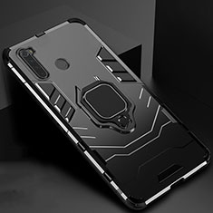 Silikon Hülle Handyhülle und Kunststoff Schutzhülle Tasche mit Magnetisch Ständer für Xiaomi Redmi Note 8T Schwarz