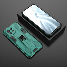 Silikon Hülle Handyhülle und Kunststoff Schutzhülle Tasche mit Magnetisch Ständer H03 für Xiaomi Mi 11 Lite 5G Grün