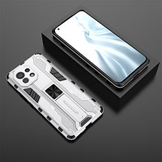 Silikon Hülle Handyhülle und Kunststoff Schutzhülle Tasche mit Magnetisch Ständer H03 für Xiaomi Mi 11 Lite 5G NE Weiß