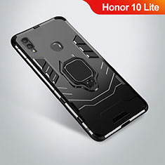 Silikon Hülle Handyhülle und Kunststoff Schutzhülle Tasche mit Ständer A01 für Huawei Honor 10 Lite Schwarz