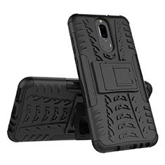 Silikon Hülle Handyhülle und Kunststoff Schutzhülle Tasche mit Ständer A02 für Huawei Mate 10 Lite Schwarz