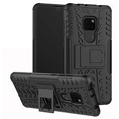 Silikon Hülle Handyhülle und Kunststoff Schutzhülle Tasche mit Ständer A03 für Huawei Mate 20 Schwarz