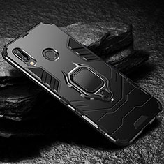 Silikon Hülle Handyhülle und Kunststoff Schutzhülle Tasche mit Ständer A03 für Huawei P20 Lite Schwarz