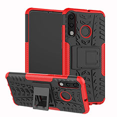 Silikon Hülle Handyhülle und Kunststoff Schutzhülle Tasche mit Ständer A04 für Huawei Nova 4e Rot