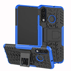 Silikon Hülle Handyhülle und Kunststoff Schutzhülle Tasche mit Ständer A04 für Huawei P30 Lite XL Blau