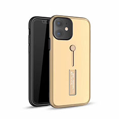 Silikon Hülle Handyhülle und Kunststoff Schutzhülle Tasche mit Ständer A07 für Apple iPhone 11 Gold