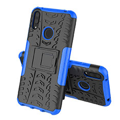 Silikon Hülle Handyhülle und Kunststoff Schutzhülle Tasche mit Ständer für Huawei Enjoy 9 Blau