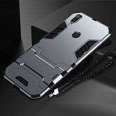 Silikon Hülle Handyhülle und Kunststoff Schutzhülle Tasche mit Ständer für Huawei Honor 10 Lite Grau