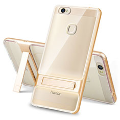 Silikon Hülle Handyhülle und Kunststoff Schutzhülle Tasche mit Ständer für Huawei Honor Note 8 Gold