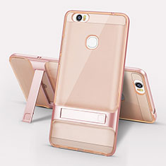 Silikon Hülle Handyhülle und Kunststoff Schutzhülle Tasche mit Ständer für Huawei Honor V8 Max Rosegold