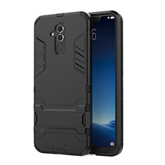 Silikon Hülle Handyhülle und Kunststoff Schutzhülle Tasche mit Ständer für Huawei Mate 20 Lite Schwarz