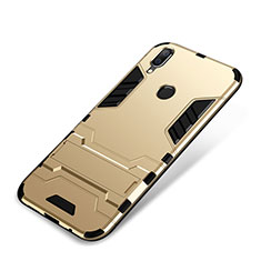 Silikon Hülle Handyhülle und Kunststoff Schutzhülle Tasche mit Ständer für Huawei Nova 3i Gold