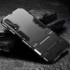 Silikon Hülle Handyhülle und Kunststoff Schutzhülle Tasche mit Ständer für Huawei Nova 6 5G Schwarz