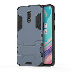 Silikon Hülle Handyhülle und Kunststoff Schutzhülle Tasche mit Ständer für OnePlus 7 Blau