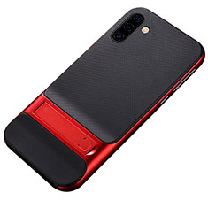 Silikon Hülle Handyhülle und Kunststoff Schutzhülle Tasche mit Ständer für Samsung Galaxy Note 10 Rot