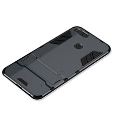 Silikon Hülle Handyhülle und Kunststoff Schutzhülle Tasche mit Ständer für Xiaomi Mi 5X Grau